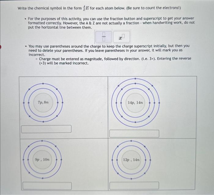 Solved Write the chemical symbol in the form ZAE for each | Chegg.com