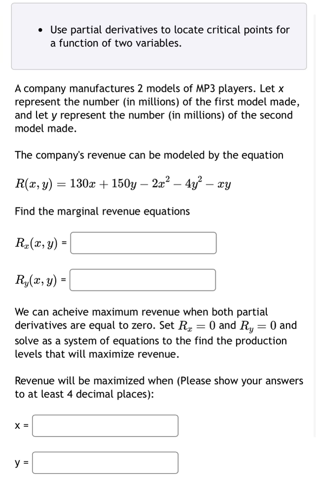 Solved Use partial derivatives to locate critical points for | Chegg.com