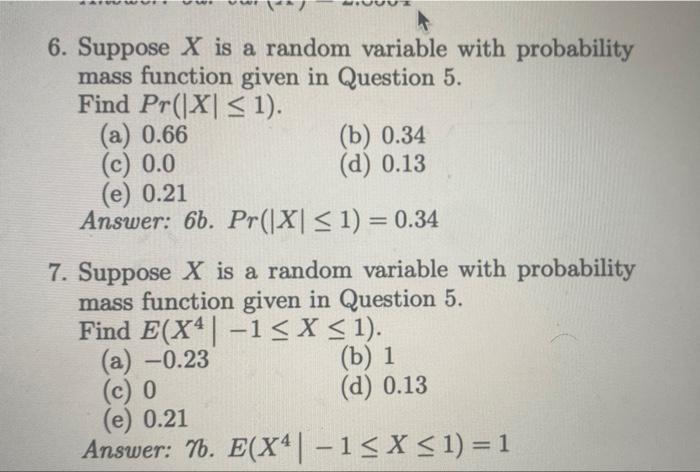 Solved A WC. 4 5. Suppose X is a random variable with | Chegg.com