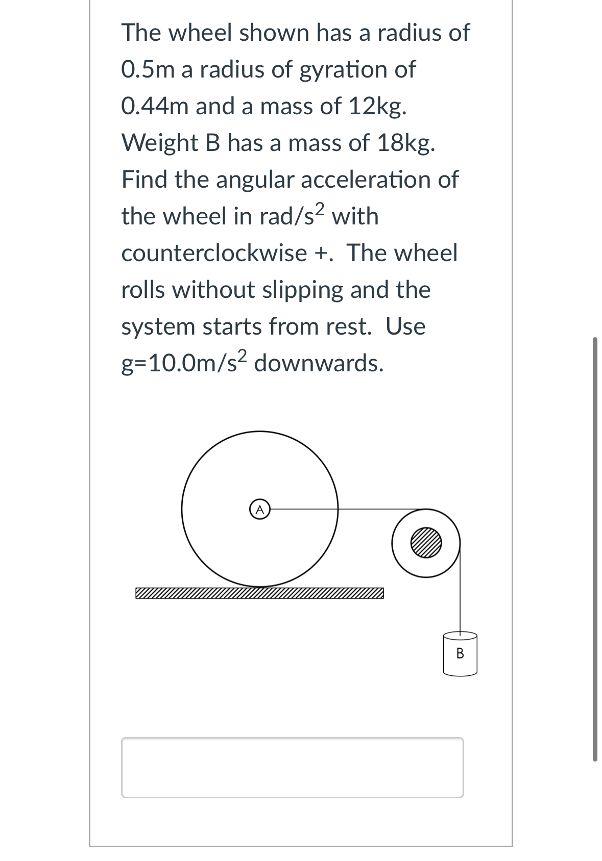 Solved The wheel shown has a radius of 0.5m ﻿a radius of | Chegg.com