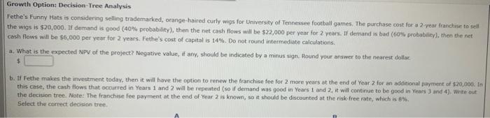 Solved Growth Option: Decision-Tree Analysis lethe's Funny | Chegg.com