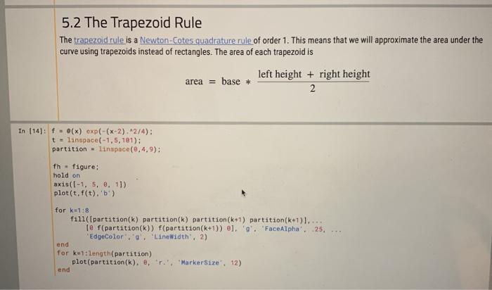 Solved 5.2 The Trapezoid Rule The trapezoid rule is a | Chegg.com