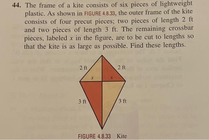 Solved 14. The frame of a kite consists of six pieces of | Chegg.com