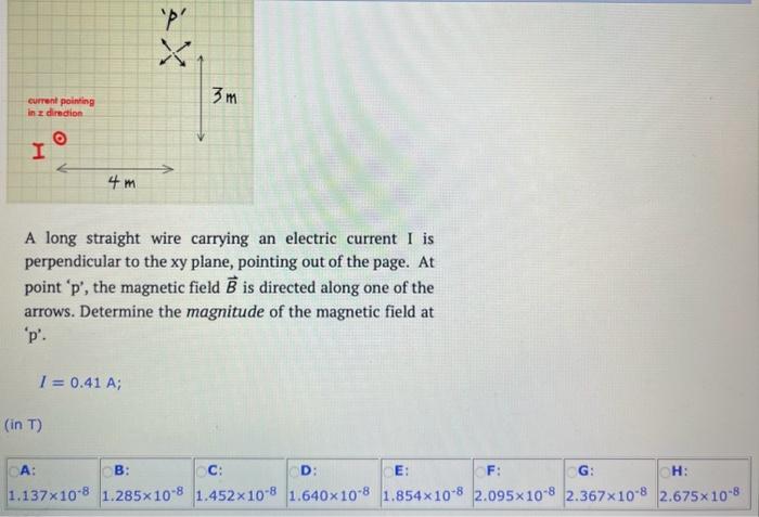 Solved A long straight wire carrying an electric current I | Chegg.com