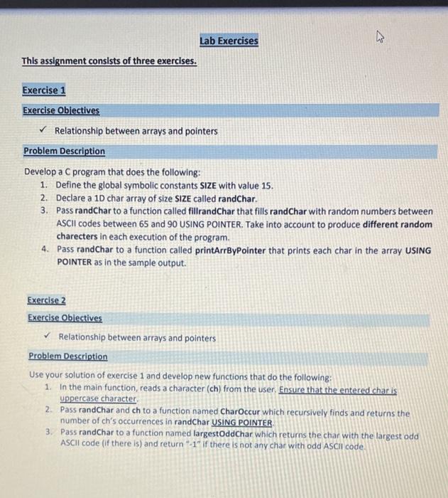Solved Lab Exercises This assignment consists of three | Chegg.com