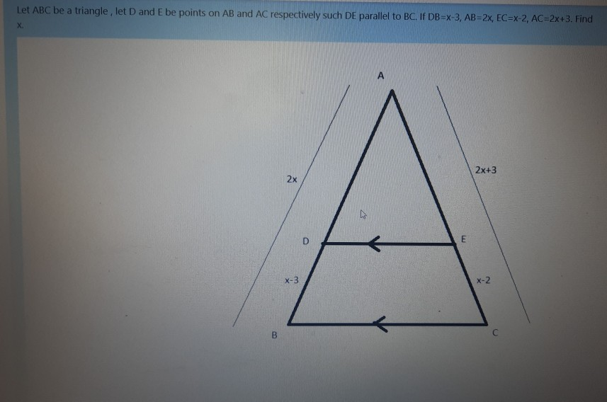 Solved Let ABC be a triangle, let D and E be points on AB | Chegg.com