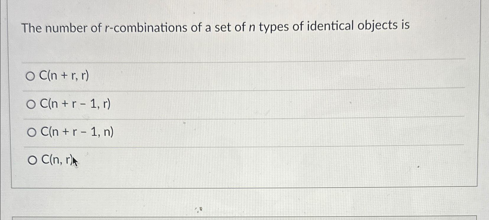 Solved The number of of a set of n ﻿types of