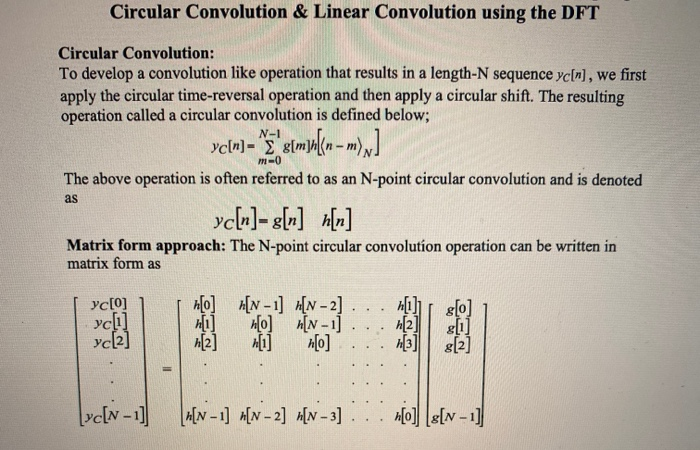 Solved Circular Convolution Linear Convolution Using The Chegg