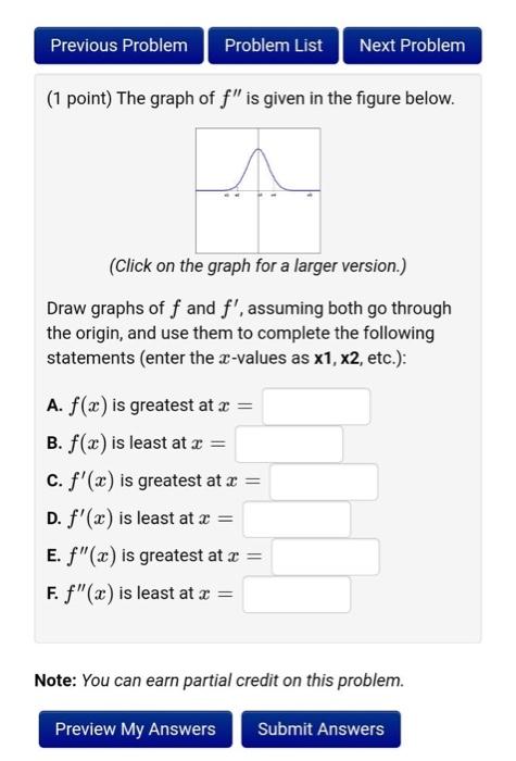 Solved Previous Problem Problem List Next Problem (1 | Chegg.com