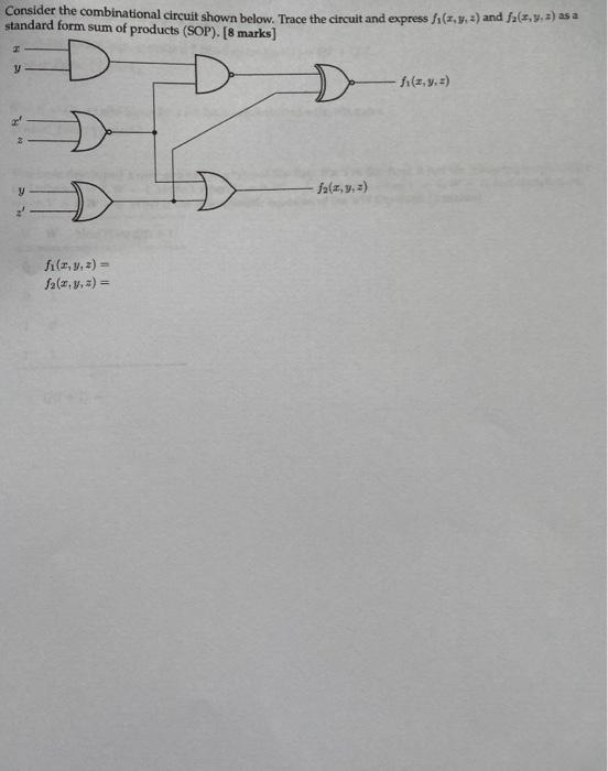 Solved Consider The Combinational Circuit Shown Below. Trace | Chegg.com