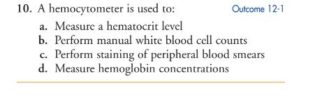 Solved A Hemocytometer Is Used To:Outcome 12-1a. ﻿Measure A | Chegg.com