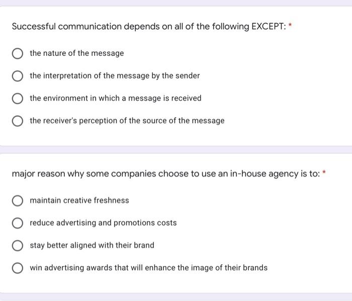 Solved Successful communication depends on all of the