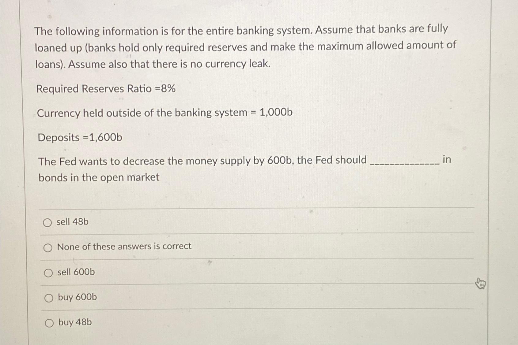 Solved The Following Information Is For The Entire Banking | Chegg.com