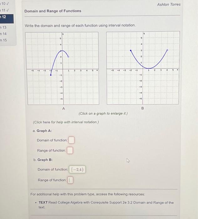 how to write domain and range