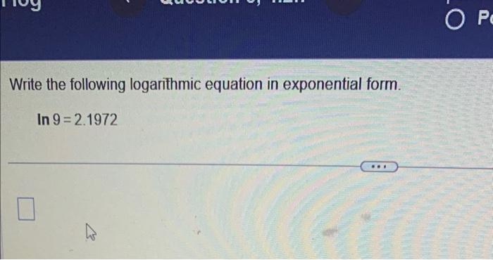 Solved Write the following logarithmic equation in | Chegg.com