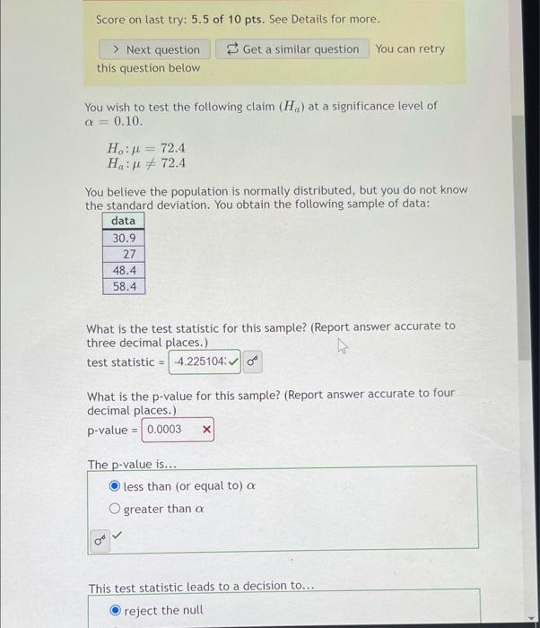 Solved Score On Last Try: 5.5 Of 10 Pts. See Details For | Chegg.com