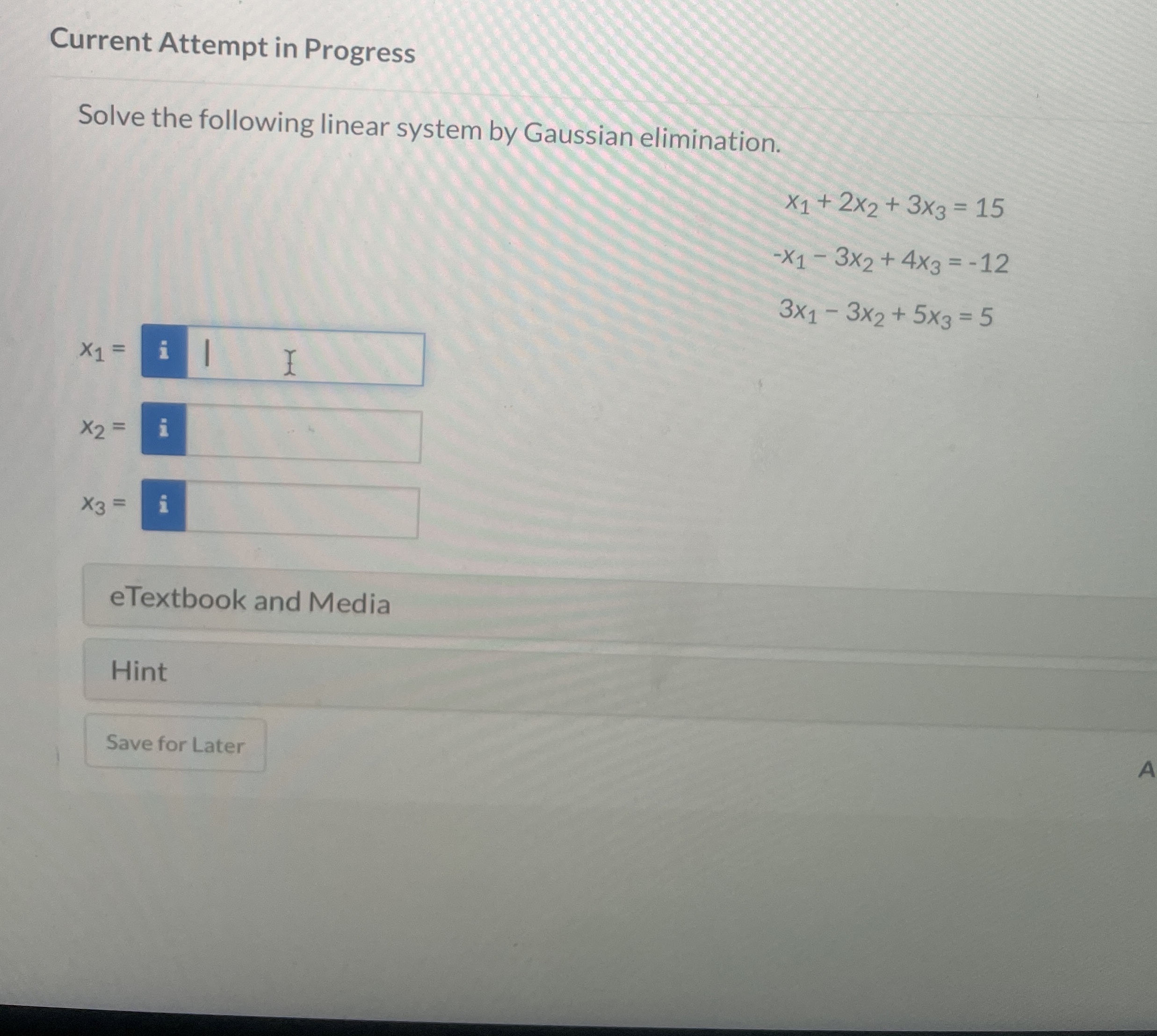Solved Current Attempt in ProgressSolve the following linear | Chegg.com