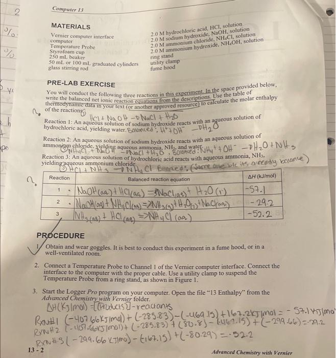 Solved MATERIALS Vemier computer interface computer: | Chegg.com