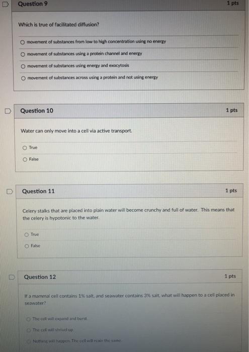 Solved Question 9 1 pts Which is true of facilitated | Chegg.com