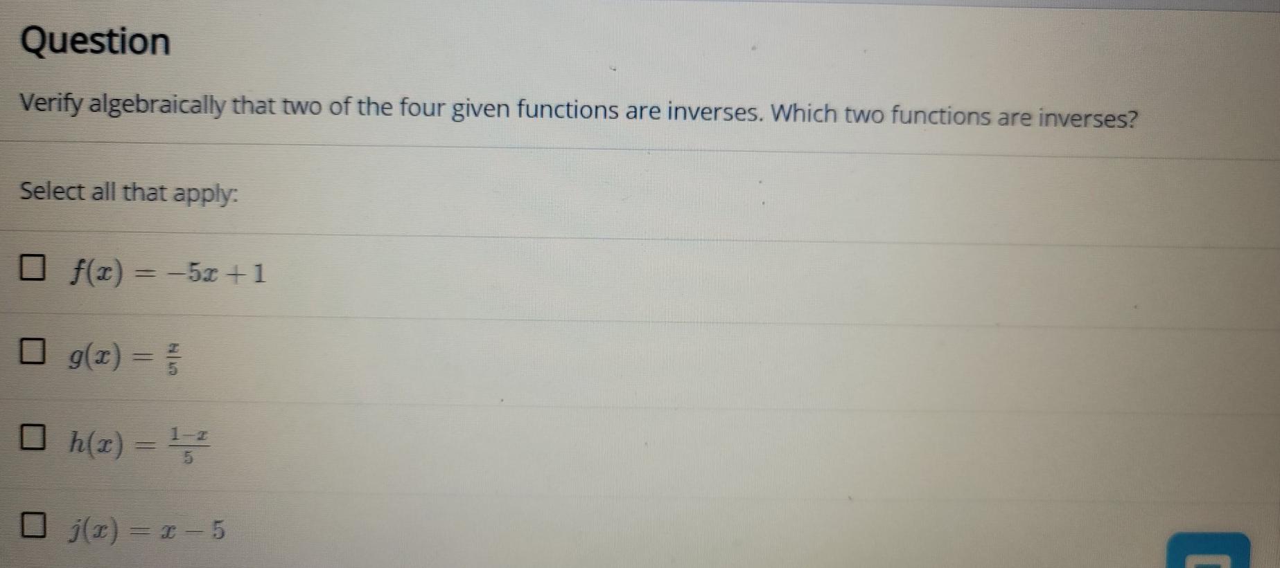 Solved Question Verify algebraically that two of the four | Chegg.com
