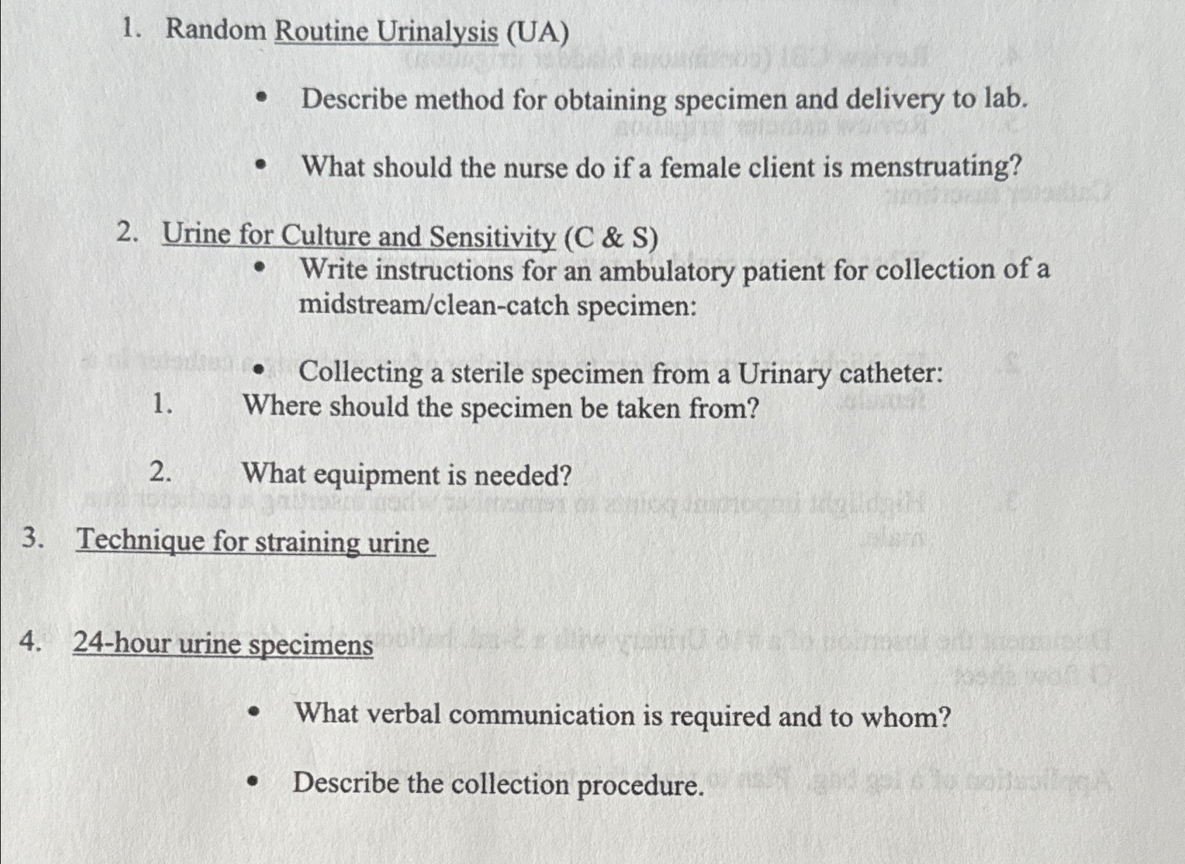 Solved Random Routine Urinalysis (UA)Describe method for | Chegg.com