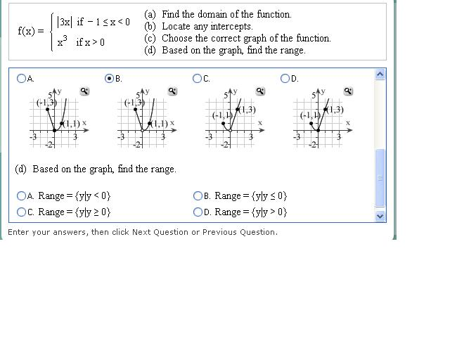 Solved F X 3x If 1 X 0 X3 If X 0 Find The Domain Of Chegg Com