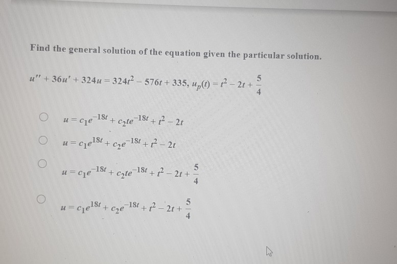 Solved = Find the general solution of the equation given the | Chegg.com