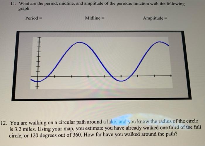 Solved 11 What Are The Period Midline And Amplitude Of Chegg
