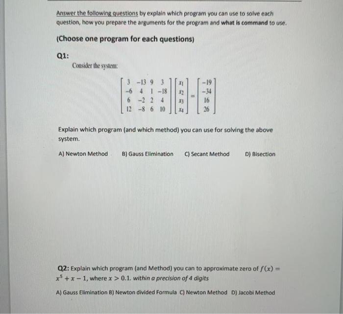 Solved Answer the following questions by explain which | Chegg.com