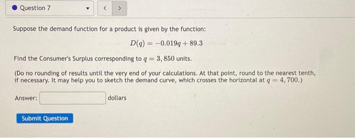 Solved Suppose the demand function for a product is given by | Chegg.com