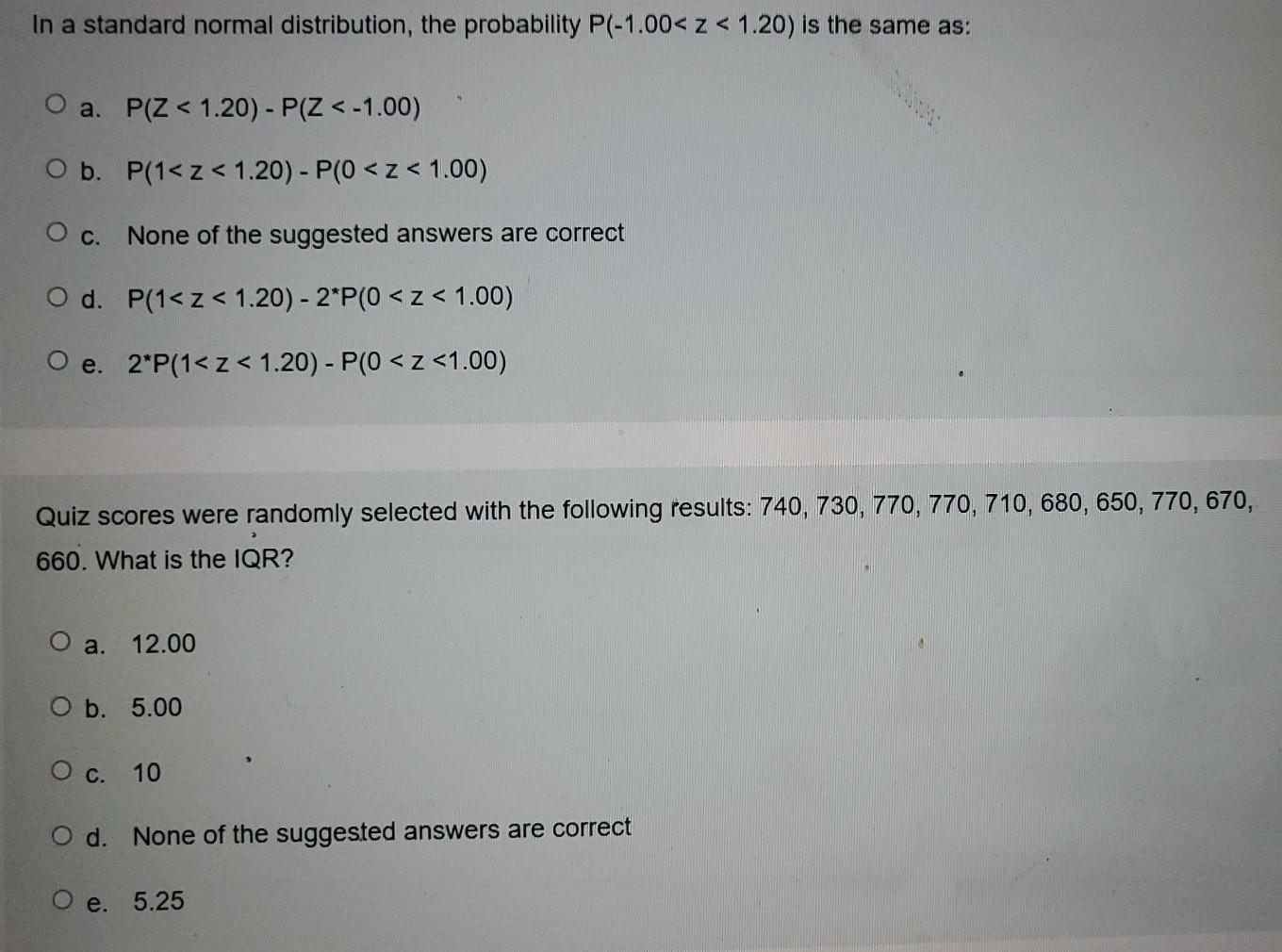 Solved In a standard normal distribution, the probability | Chegg.com