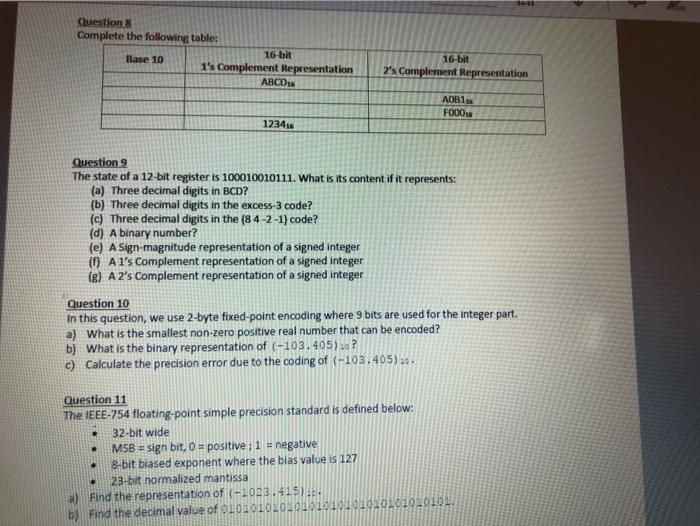 Solved Question 4 Perform the following operations using the | Chegg.com