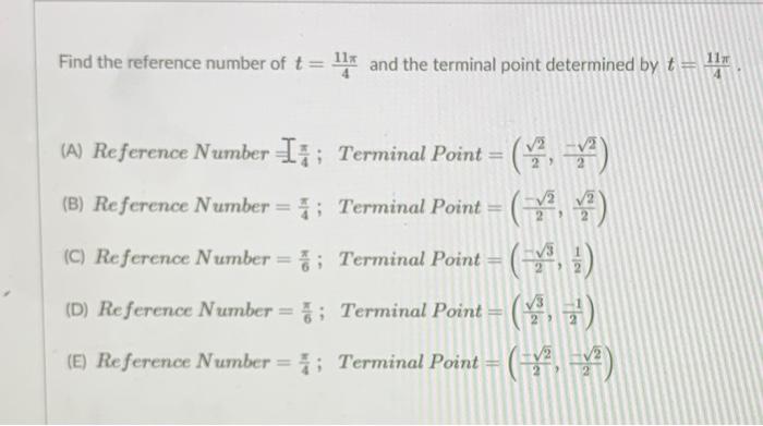 Solved Find the reference number of t = 5 and the terminal | Chegg.com