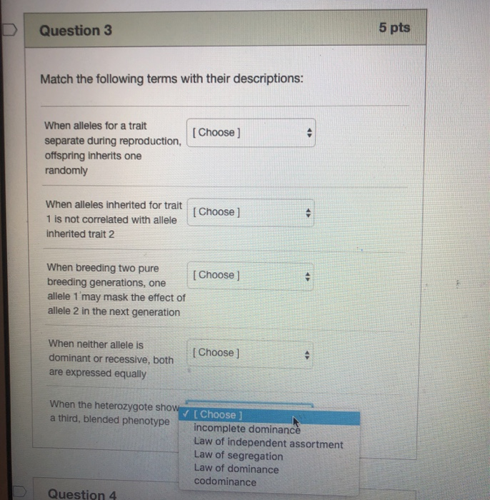 Solved Question 3 5 pts Match the following terms with their | Chegg.com