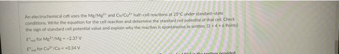 Solved Draw a schematic diagram of a Galvanic cell | Chegg.com