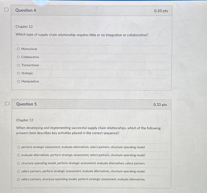 Solved Chapter 12 Which type of supply chain relationship