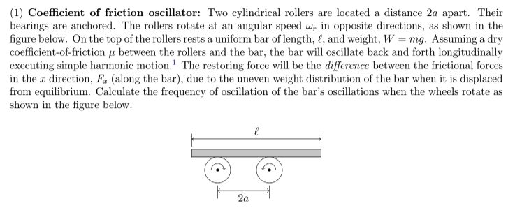 Solved (1) Coefficient of friction oscillator: Two | Chegg.com