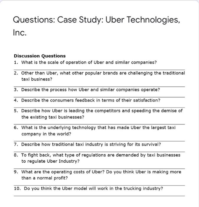 uber case study questions and answers