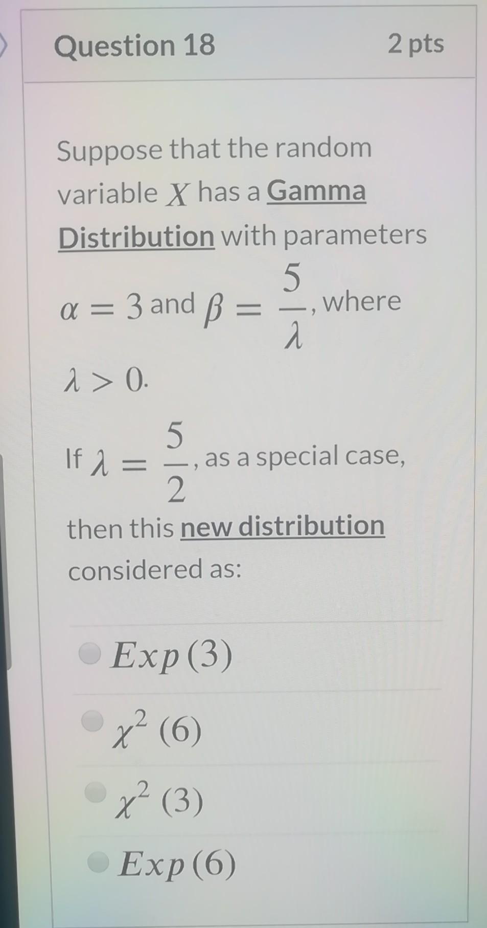 Solved Question 18 2 pts Suppose that the random variable X | Chegg.com
