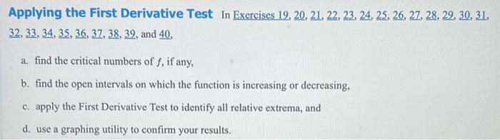 Solved Applying the First Derivative Test In Exercises 19, | Chegg.com