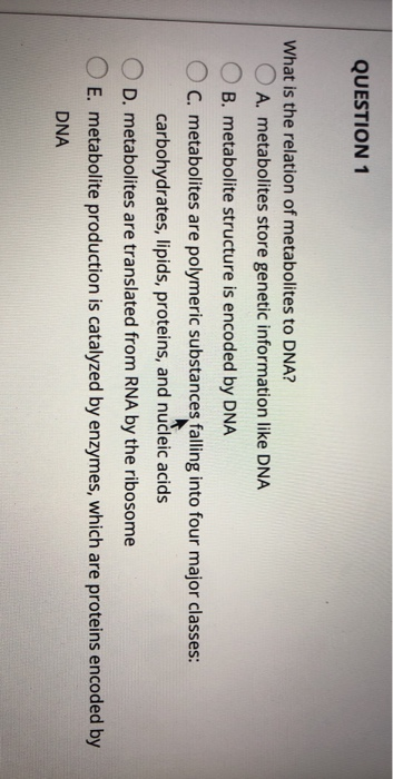Solved QUESTION 1 What is the relation of metabolites to | Chegg.com