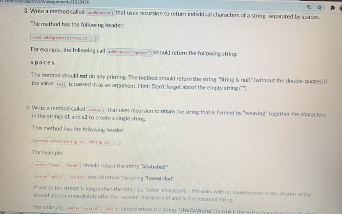 Solved Recursion For this assignment you are going to write | Chegg.com