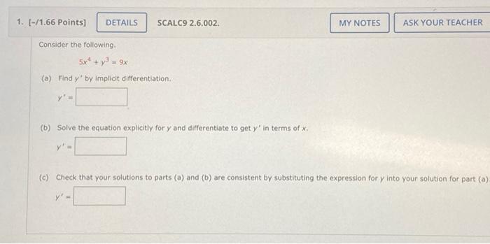 Solved 1. (-/1.66 Points) DETAILS SCALC9 2.6.002. MY NOTES | Chegg.com