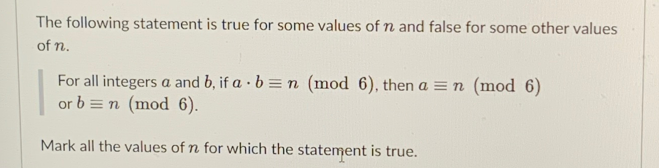 Solved The following statement is true for some values of n | Chegg.com