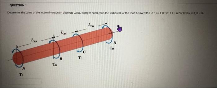 Solved QUESTION 1 Determine The Value Of The Internal Torque | Chegg.com