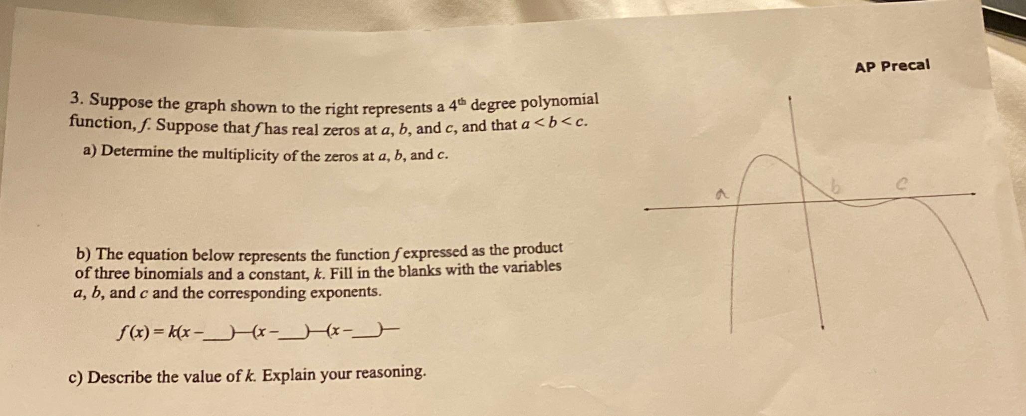 Solved AP Precal3. ﻿a) ﻿Suppose the graph shown to the right | Chegg.com