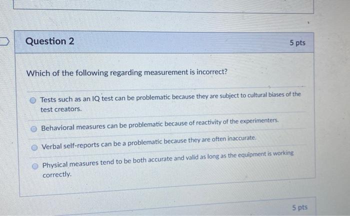Solved > Question 2 5 pts Which of the following regarding | Chegg.com