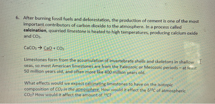 Solved 6. After burning fossil fuels and deforestation, the | Chegg.com