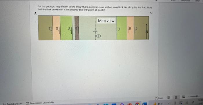 Solved For the geologie map shewn below draw what a geologic | Chegg.com