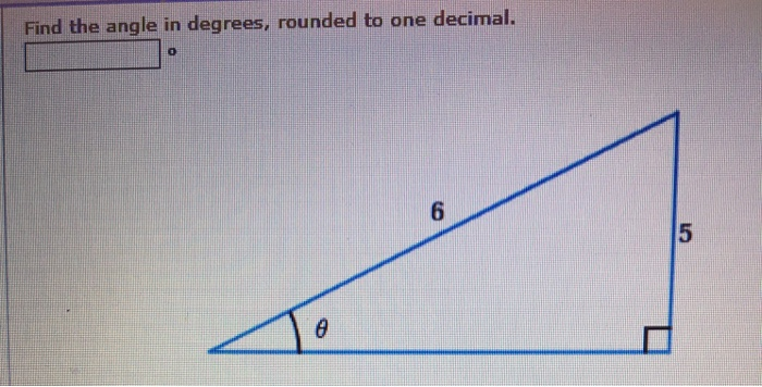 Solved Find the angle in degrees, rounded to one decimal. | Chegg.com